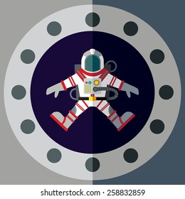 Illustration in style flat about outer space.