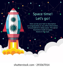 Illustration in style flat about outer space.
