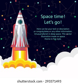 Illustration in style flat about outer space.