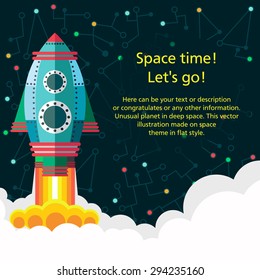 Illustration in style flat about outer space.