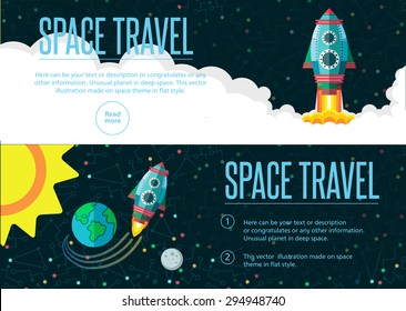 Illustration in style flat about outer space.