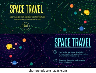 Illustration in style flat about outer space.