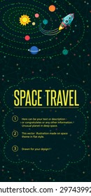 Illustration in style flat about outer space.