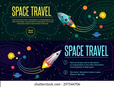 Illustration in style flat about outer space.