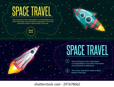 Illustration in style flat about outer space.