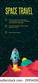 Illustration in style flat about outer space.