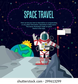 Illustration in style flat about outer space.