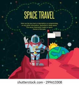 Illustration in style flat about outer space.