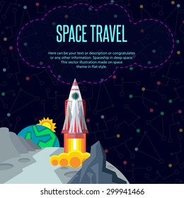 Illustration in style flat about outer space.