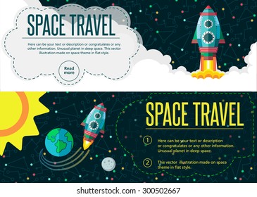 Illustration in style flat about outer space.