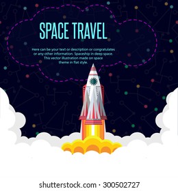 Illustration in style flat about outer space.