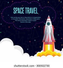 Illustration in style flat about outer space.