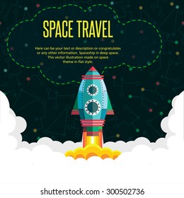 Illustration in style flat about outer space.
