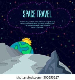 Illustration in style flat about outer space.