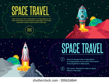 Illustration in style flat about outer space.