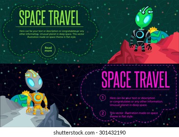 Illustration in style flat about outer space.