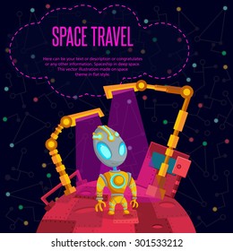 Illustration in style flat about outer space.