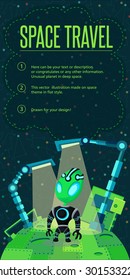 Illustration in style flat about outer space.