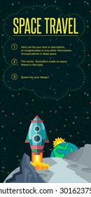 Illustration in style flat about outer space.