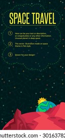 Illustration in style flat about outer space.