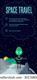 Illustration in style flat about outer space.