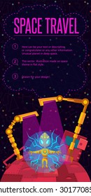Illustration in style flat about outer space.
