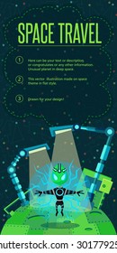 Illustration in style flat about outer space.