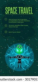 Illustration in style flat about outer space.