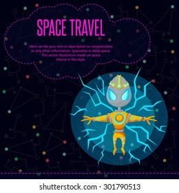 Illustration in style flat about outer space.