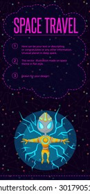 Illustration in style flat about outer space.