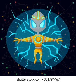 Illustration in style flat about outer space.