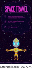 Illustration in style flat about outer space.