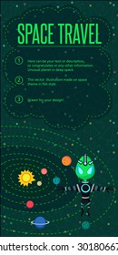 Illustration in style flat about outer space.