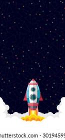 Illustration in style flat about outer space.