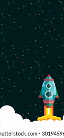 Illustration in style flat about outer space.