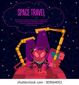 Illustration in style flat about outer space.