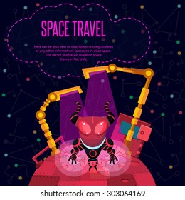 Illustration in style flat about outer space.