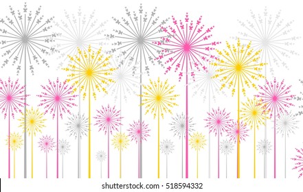 illustration in style of flat design with beautiful flowers - dandelions.