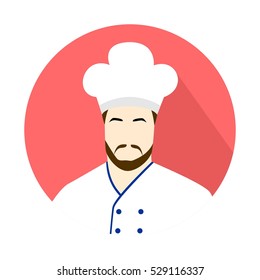 Illustration in style of a flat design with a cook man.