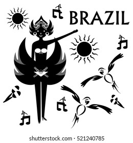 illustration in style of flat design dedicated to Brazil and the carnival.