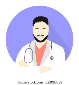 Illustration in style of a flat design with a man doctor.