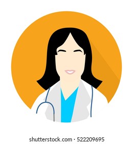 Illustration in style of a flat design with a man doctor.