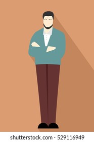 Illustration in style of a flat design with a man.