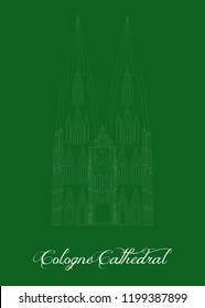 illustration in the style of a flat design on the theme of the Cologne Cathedral.
