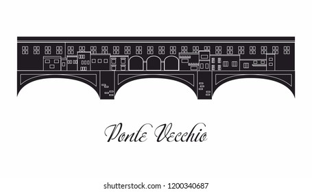 illustration in the style of a flat design on the theme of the Ponte Vecchio.
