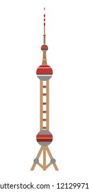 illustration in the style of a flat design on the theme of Oriental Pearl Tower.