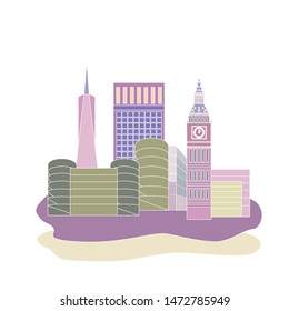 illustration in the style of flat design on the theme of the city