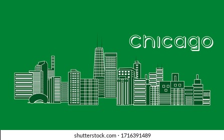 illustration in style of flat design on the theme of Chicago.