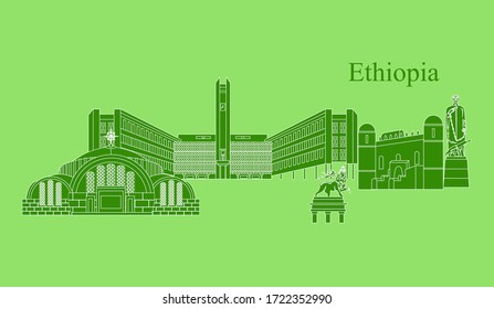 illustration in style of flat design on the theme of Ethiopia.