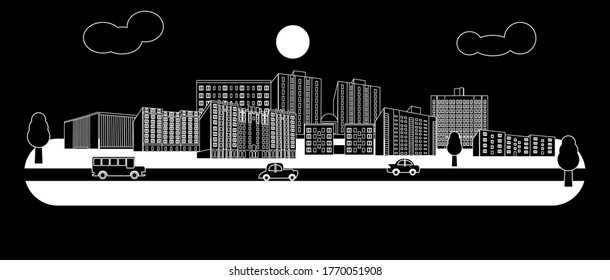 illustration in style of flat design on the theme of cityscape.